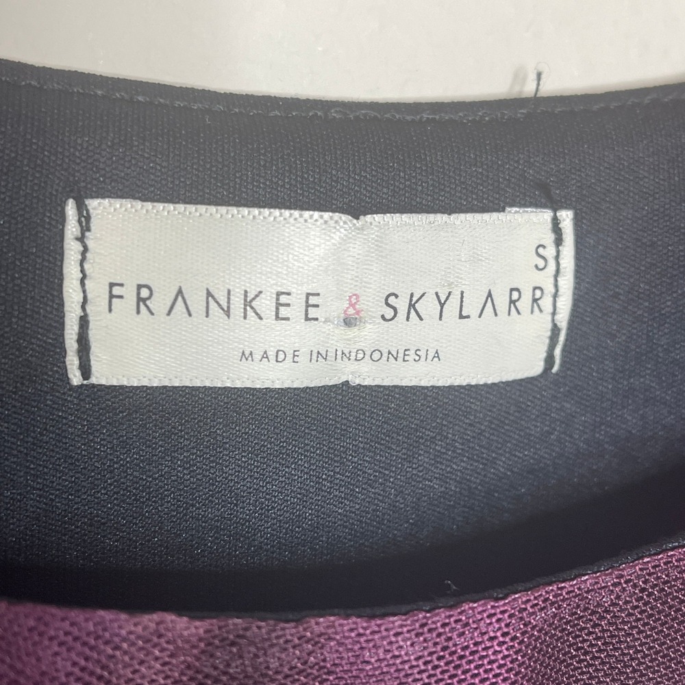 Frankee Skylarr Tunic Top Mesh Swirl Print Sheer Sleeve Ruched Women's Small - Picture 6 of 7